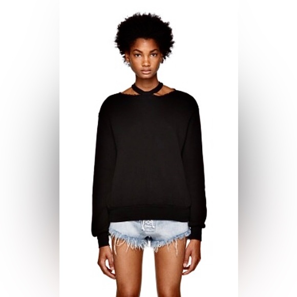 Unravel Sweaters - Unravel Black Cashmere Blend Distressed Neck Sweater | Off-Shoulder